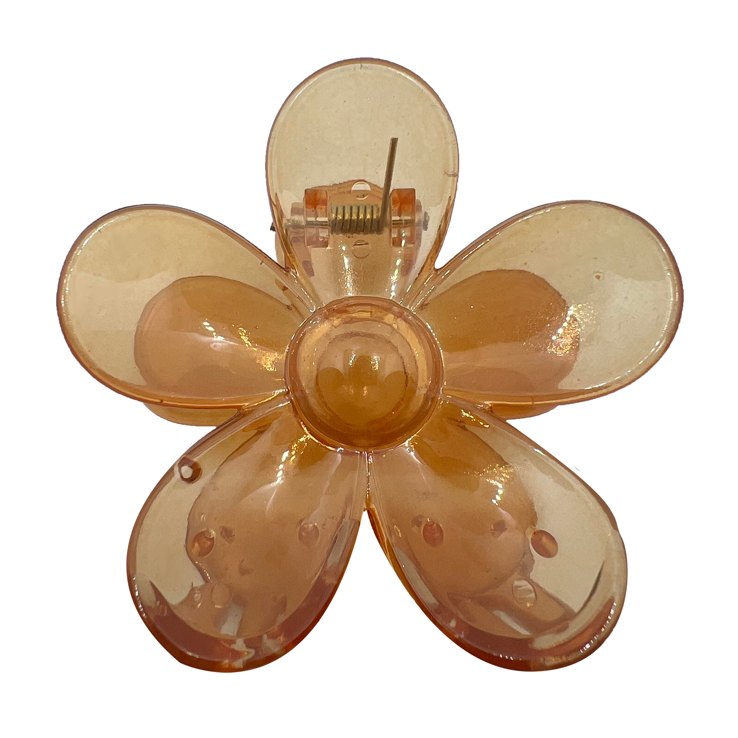 CLEAR ORANGE FLOWER HAIR CLAW CLIP