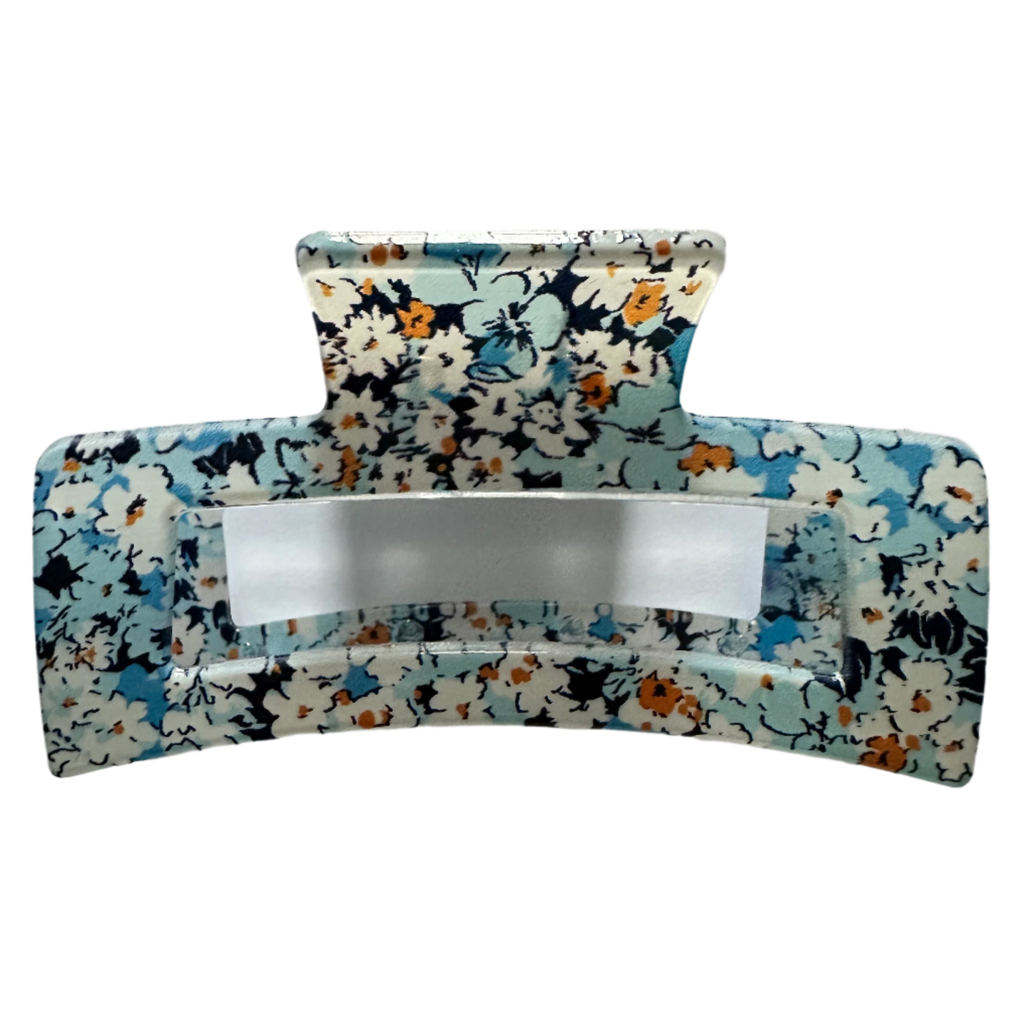 LIGHT BLUE FLORAL BOX HAIR CLAW CLIP