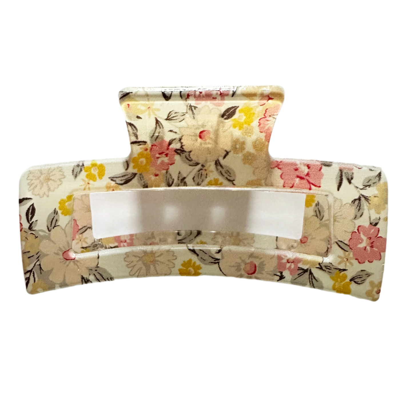 WHITE FLORAL BOX HAIR CLAW CLIP