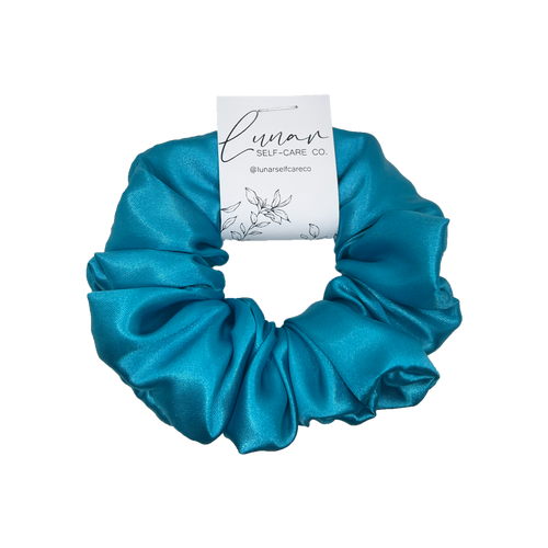 AQUA SATIN SCRUNCHIE