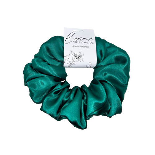BOTTLE GREEN SATIN SCRUNCHIE