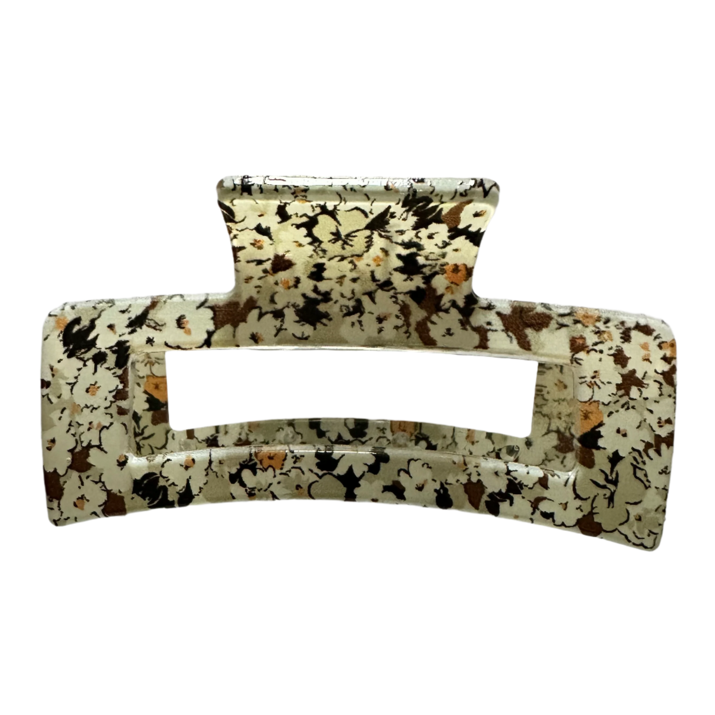 BLACK FLORAL BOX HAIR CLAW CLIP