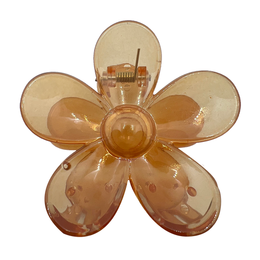 CLEAR ORANGE FLOWER HAIR CLAW CLIP