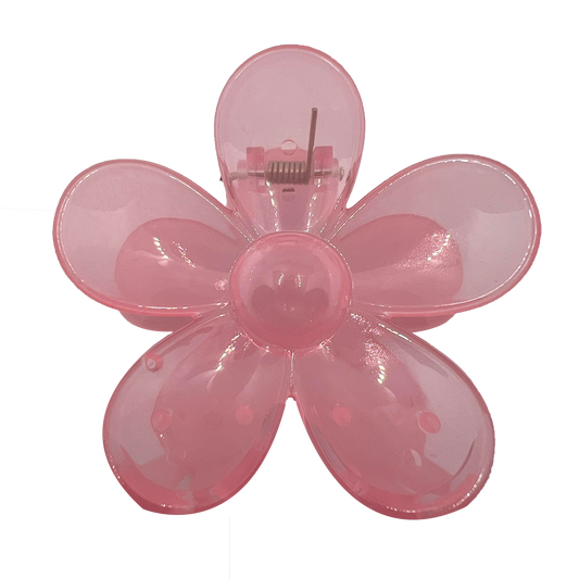 CLEAR LIGHT PINK FLOWER HAIR CLAW CLIP