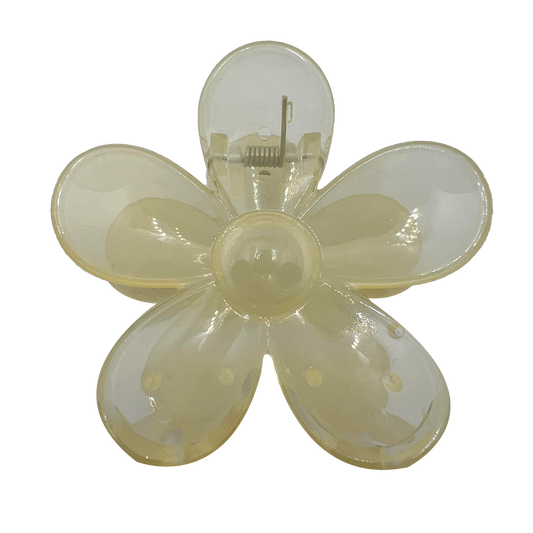 CLEAR YELLOW FLOWER HAIR CLAW CLIP