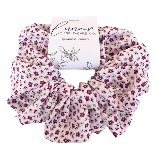 PURPLE FLORAL SCRUNCHIE