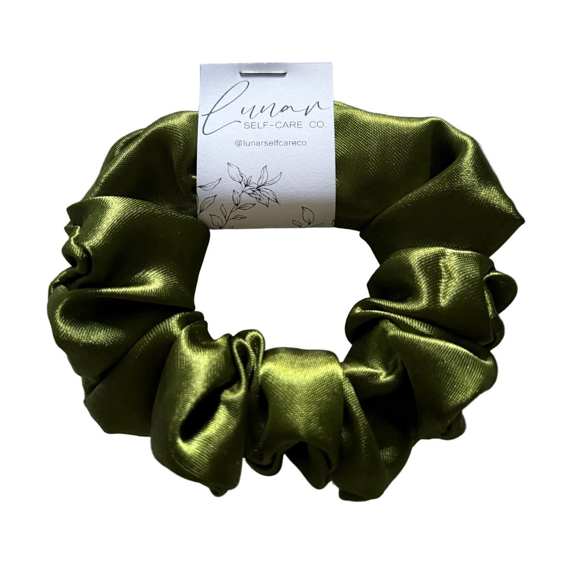 KHAKI GREEN SATIN SCRUNCHIE
