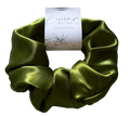 KHAKI GREEN SATIN SCRUNCHIE