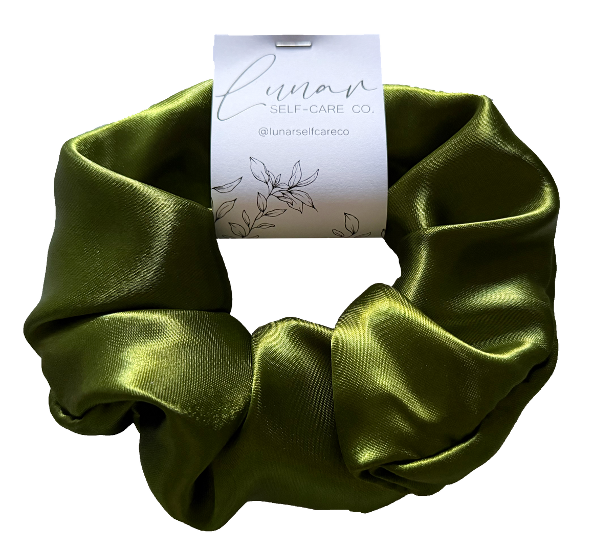 KHAKI GREEN SATIN SCRUNCHIE