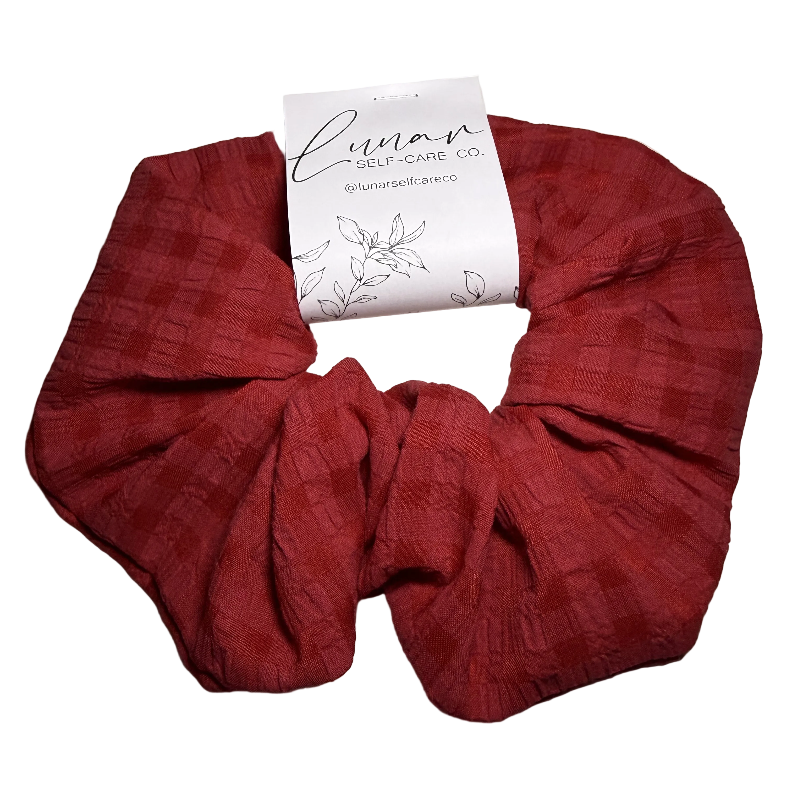 RED TEXTURED SCRUNCHIE