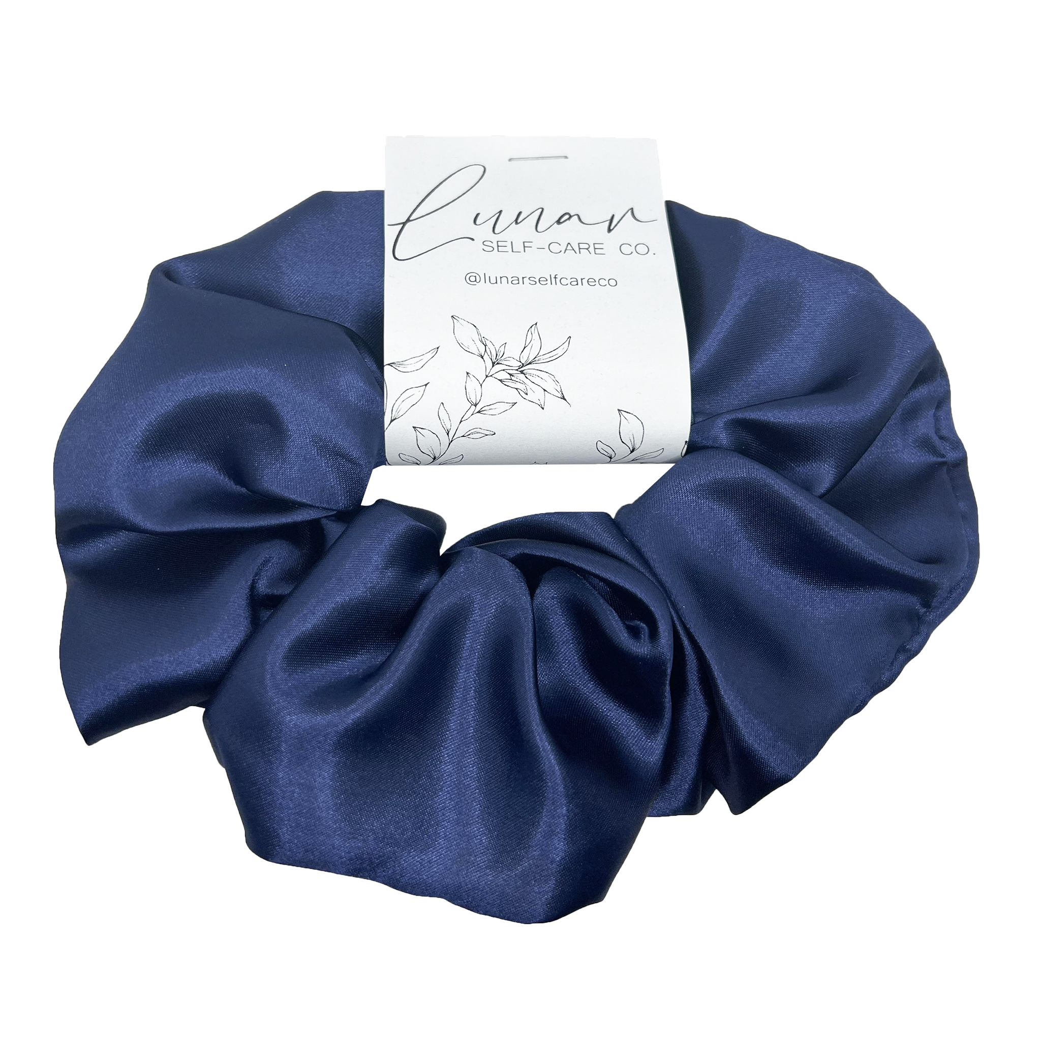 NAVY BLUE SATIN SCRUNCHIE