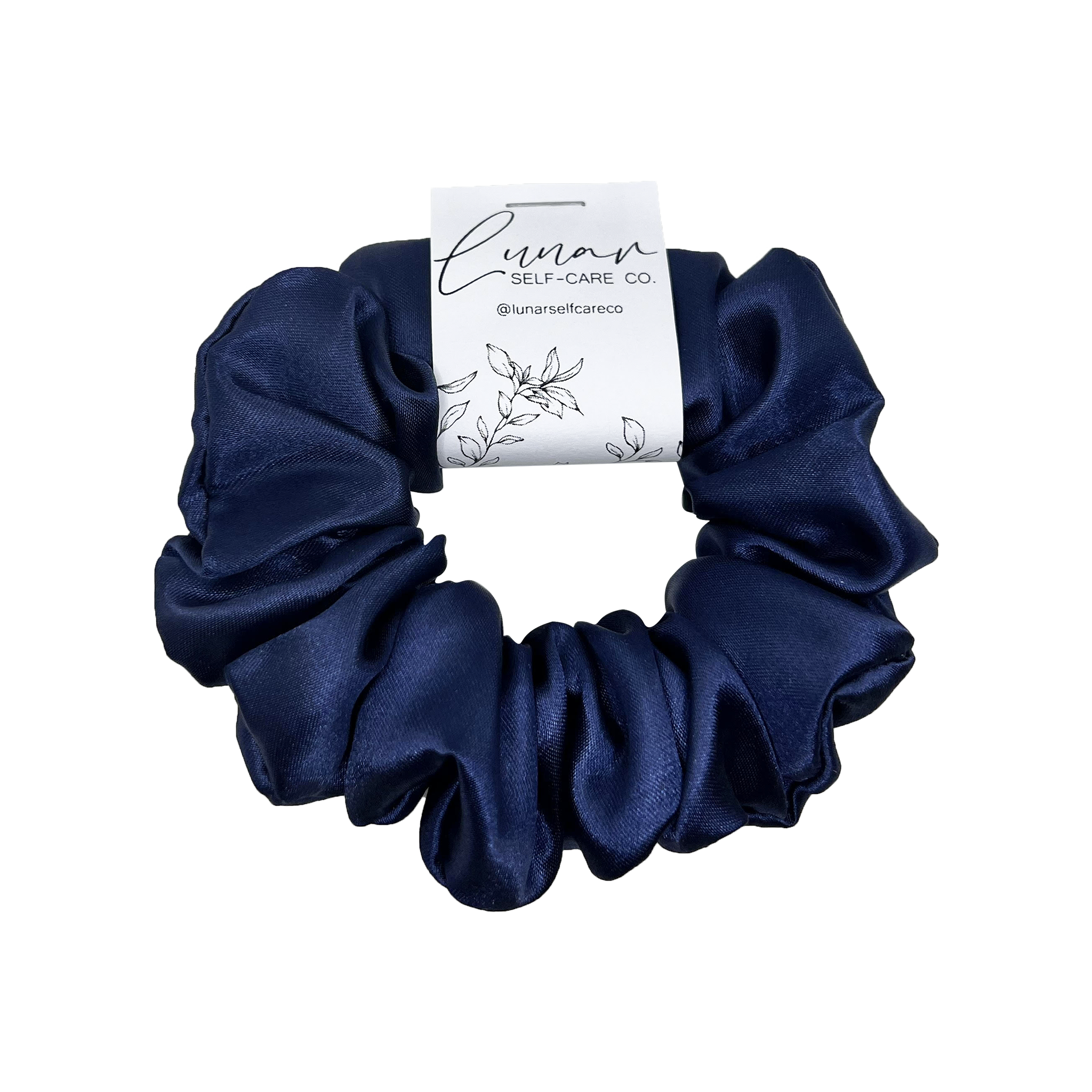 NAVY BLUE SATIN SCRUNCHIE