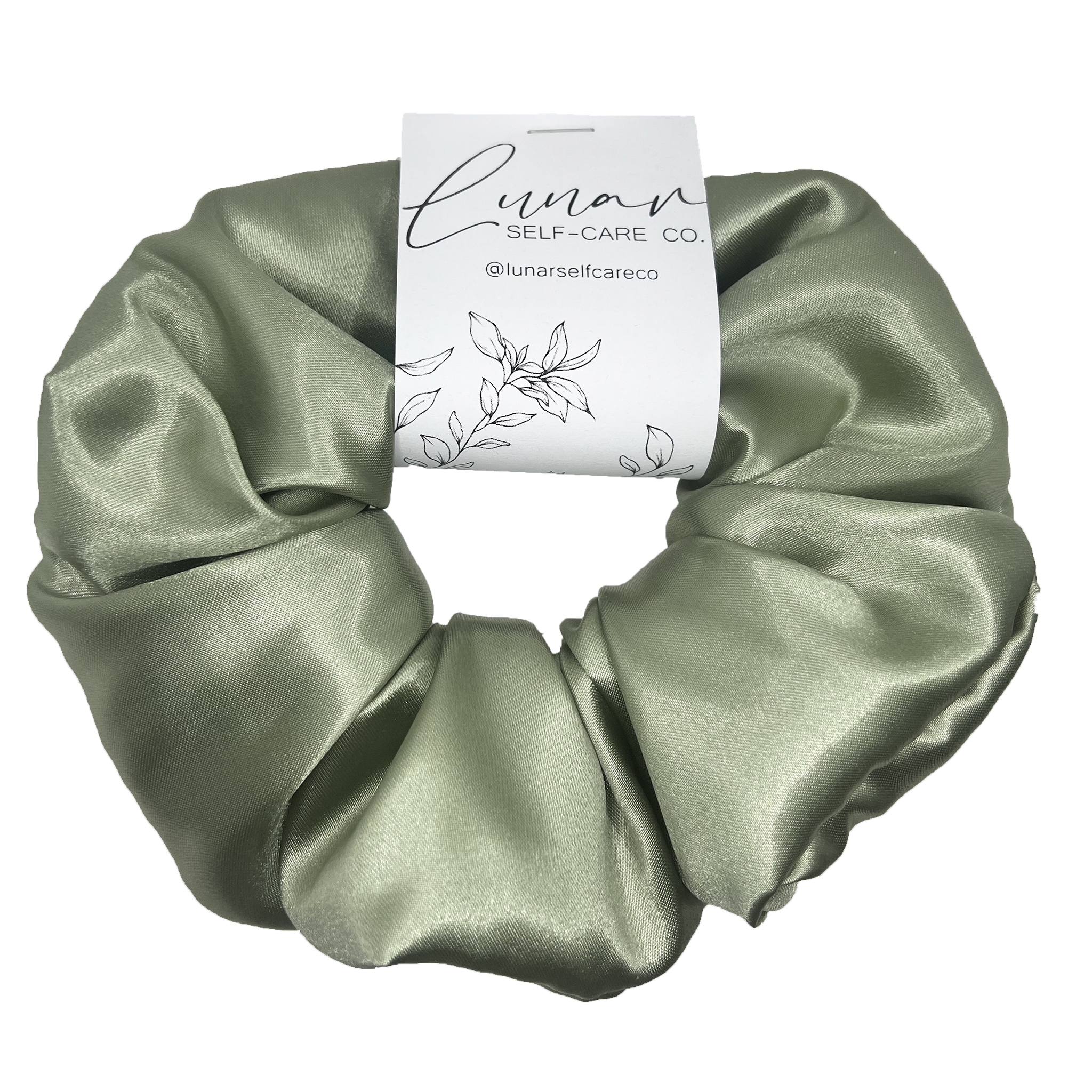 OLIVE GREEN SATIN SCRUNCHIE