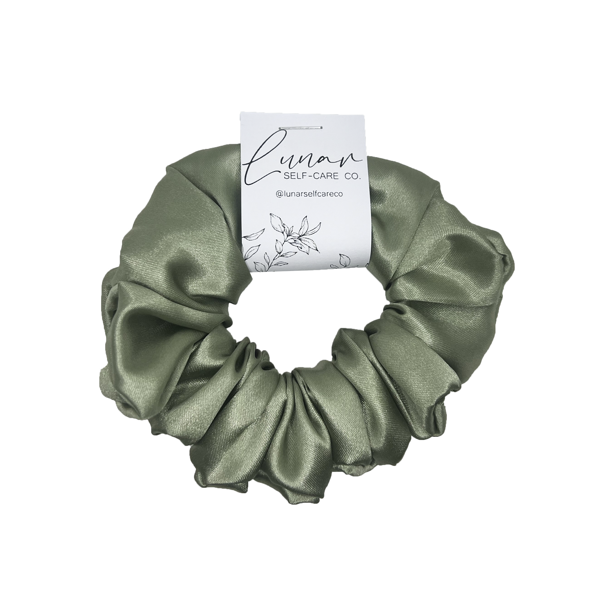 OLIVE GREEN SATIN SCRUNCHIE