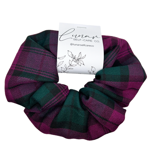 PURPLE TARTAN SCRUNCHIE