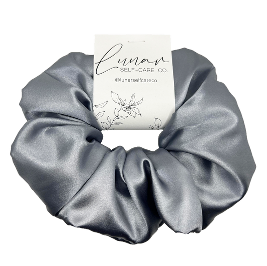 SILVER SATIN SCRUNCHIE