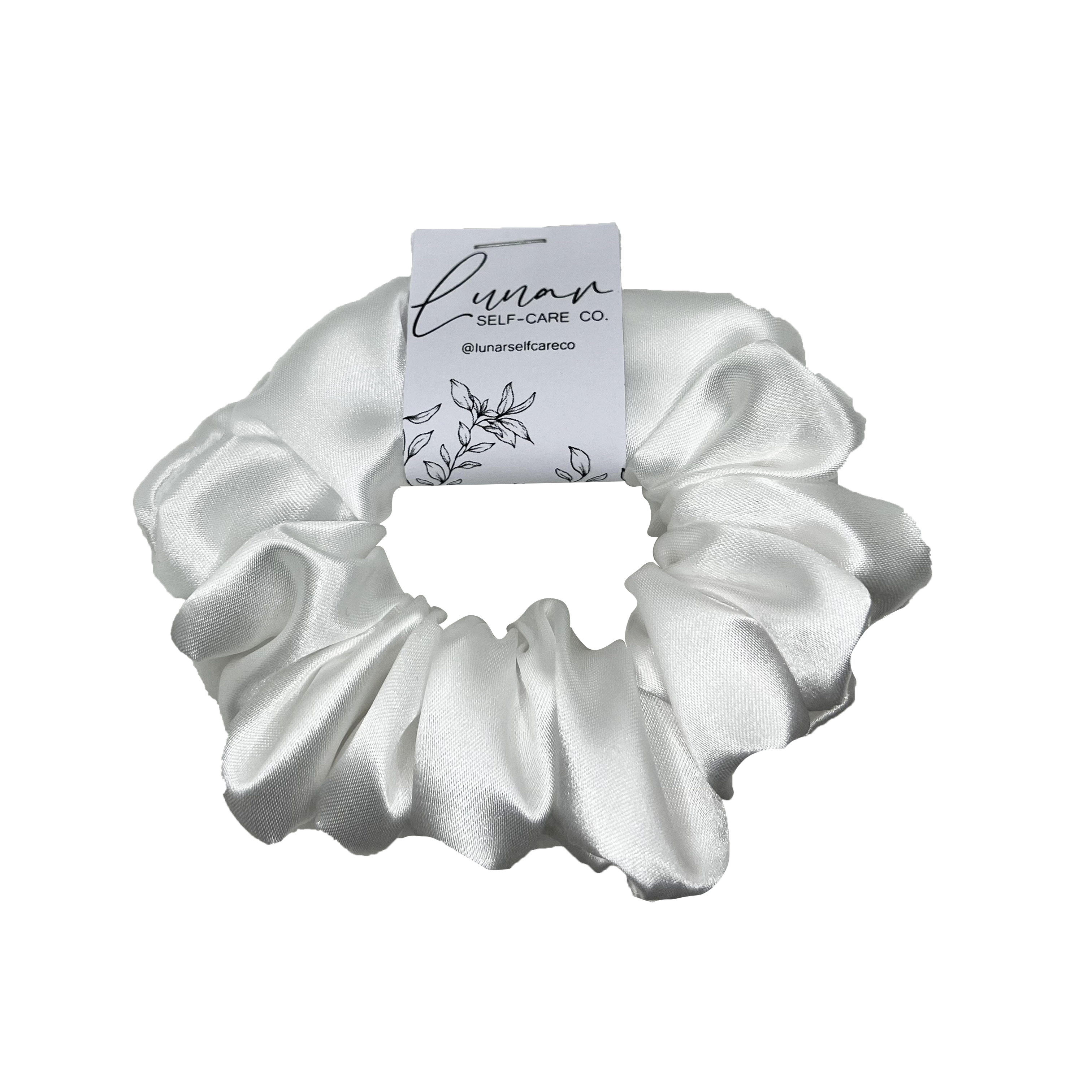 WHITE SATIN SCRUNCHIE