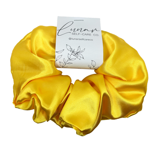 YELLOW SATIN SCRUNCHIE